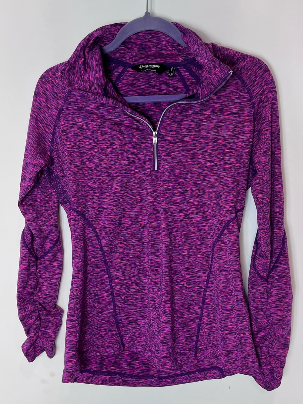 Sunice Purple Space-Dye Quarter-Zip Active Top Long Sleeve Jersey Cycling Medium